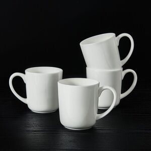 Mikasa Samantha Bone China 16oz White Coffee Mugs  Set of 4  Brand New
